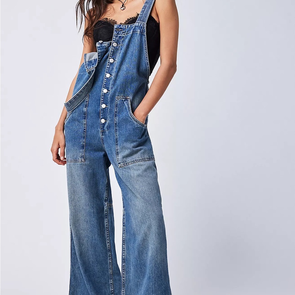 We The Free Fields Of Flowers Wide-Leg Overalls